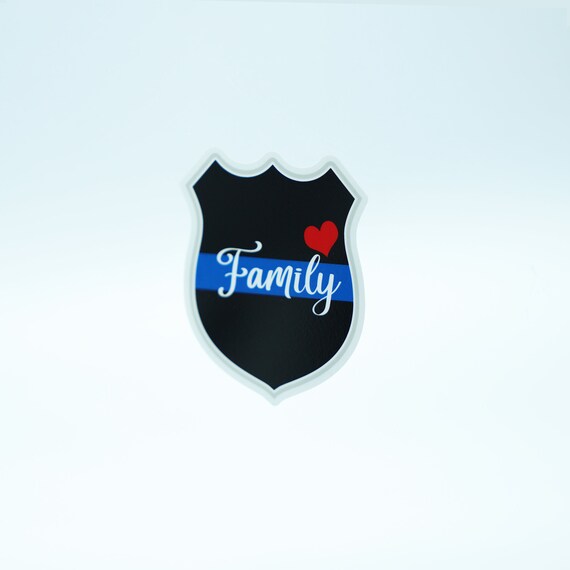 Proud Police Officer Family Badge Sticker Thin Blue Line Heart