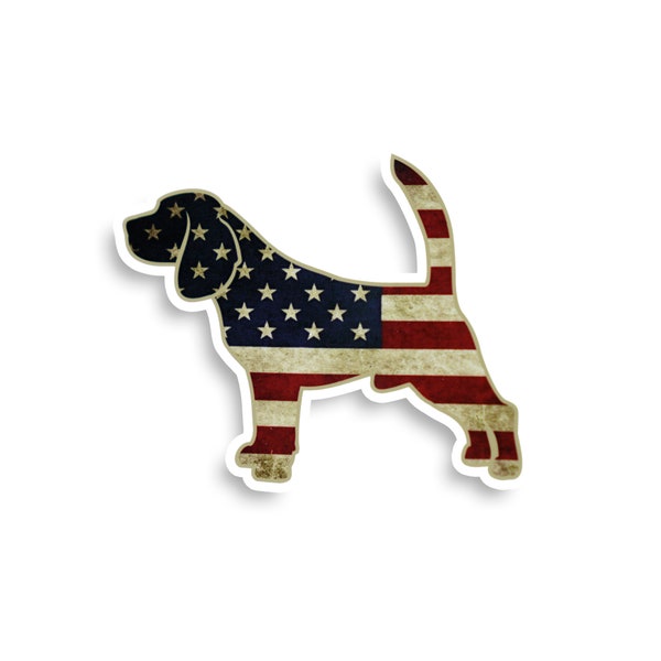 Beagle Sticker Rustic USA American Flag Dog Decal Vinyl laptop Water bottle Tumbler Tablet Cup Cooler Car Vehicle Window Bumper Graphic