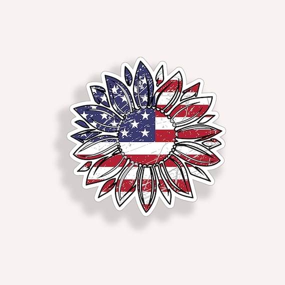 Download Red White Blue Usa American Flag Sunflower Sticker Cooler Cup Etsy