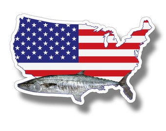 King Mackerel Decals Fish Stickers Tackle Box RV Truck Trailer AFP-0024 