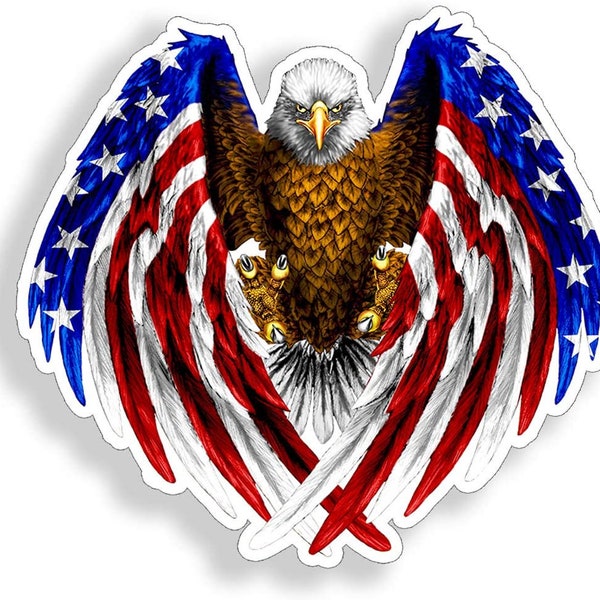 American Bald Eagle Sticker USA Patriotic Red White Blue Bird Vehicle Vinyl Decal Car Truck Bumper Window Graphic