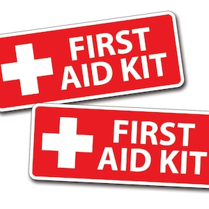 Red First Aid Kit Stickers Decal Camp Boat Kayak SUP Camp Kid Family Jeep atv HD  SxS Baseball Field Game DIY 4x4 Soccer Softball