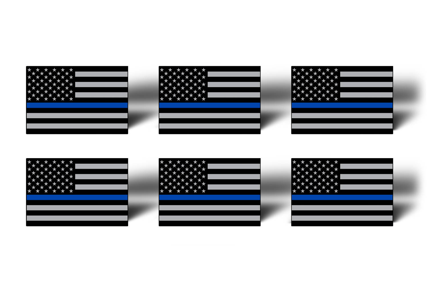 Support Blue Lives Gray Blue Line American Flag Police Decal Sticker Set