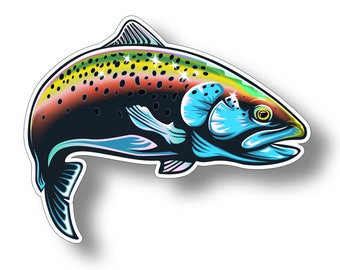 Rainbow Trout Sticker Fish Decal Cup Cooler Laptop Tablet Car Truck Vehicle Window Graphic Dad Son Fisherman Design Father Vinyl