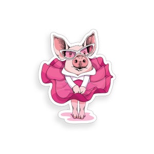Pig wearing Dress Sticker car truck back glass window bumper decal cup tumbler cooler laptop