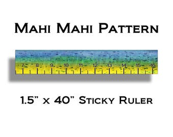 Mahi Pattern Sticky 40 Inch Ruler Self Adhesive Sticker for Fishing Fish Boat Boating and more.