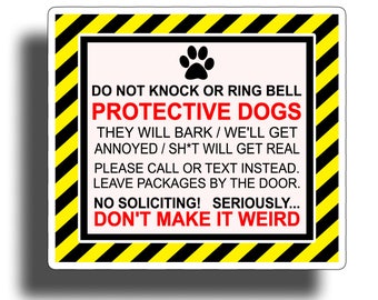Protective Dog / No Soliciting Sticker Window Door Vinyl Decal Graphic Anti Salesman Protect K9 Pet