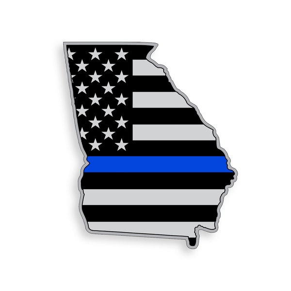 Georgia USA Flag Blue Line Sticker GA American Lives Matter Police LEO Sheriff Cup Laptop Car Vehicle Window Bumper Vinyl Decal