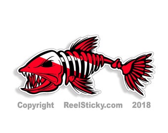 Diver Down Bonefish Sticker Scuba Dive Laptop Cup Car Vehicle Window Bumper Vinyl Decal Graphic