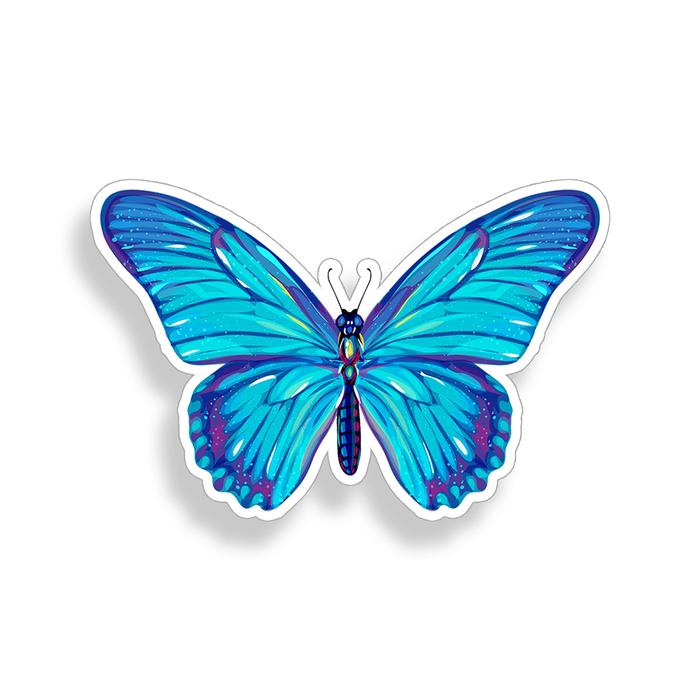 Sticker / Aufkleber Schmetterling, für Auto / Motorrad / Laptop / Dekoration  / Kühlschrank, Blau-Schwarz, 4-teiliges Set : : Auto & Motorrad