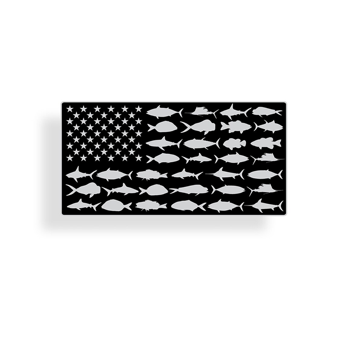 Black and Gray USA Fish American Flag Sticker Custom Printed Fishing US ...