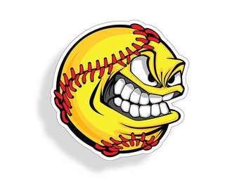 3" Angry Softball Sticker Love Soft Ball Play Travel Laptop Tablet Computer Cup Cooler Laptop Car Vehicle Window Bumper Vinyl Decal