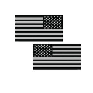 Left & Right 2x4 Black and Gray USA Flag Sticker American Patriotic Tablet Laptop Cup Car Vehicle Window Bumper Vinyl Decal Graphic