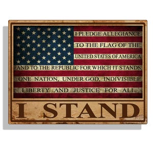 RUSTIC I Stand USA Amerikanische Flagge mit Gelöbnis der Treue Aufkleber Bedruckt Vinyl Decal US Amerika Stolzes Auto Truck Fahrzeug Grafik Laptop Tasse
