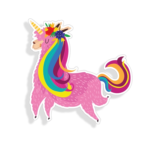 Rainbow Llama Llamacorn Dancing Sticker car truck back glass window bumper decal cup tumbler laptop