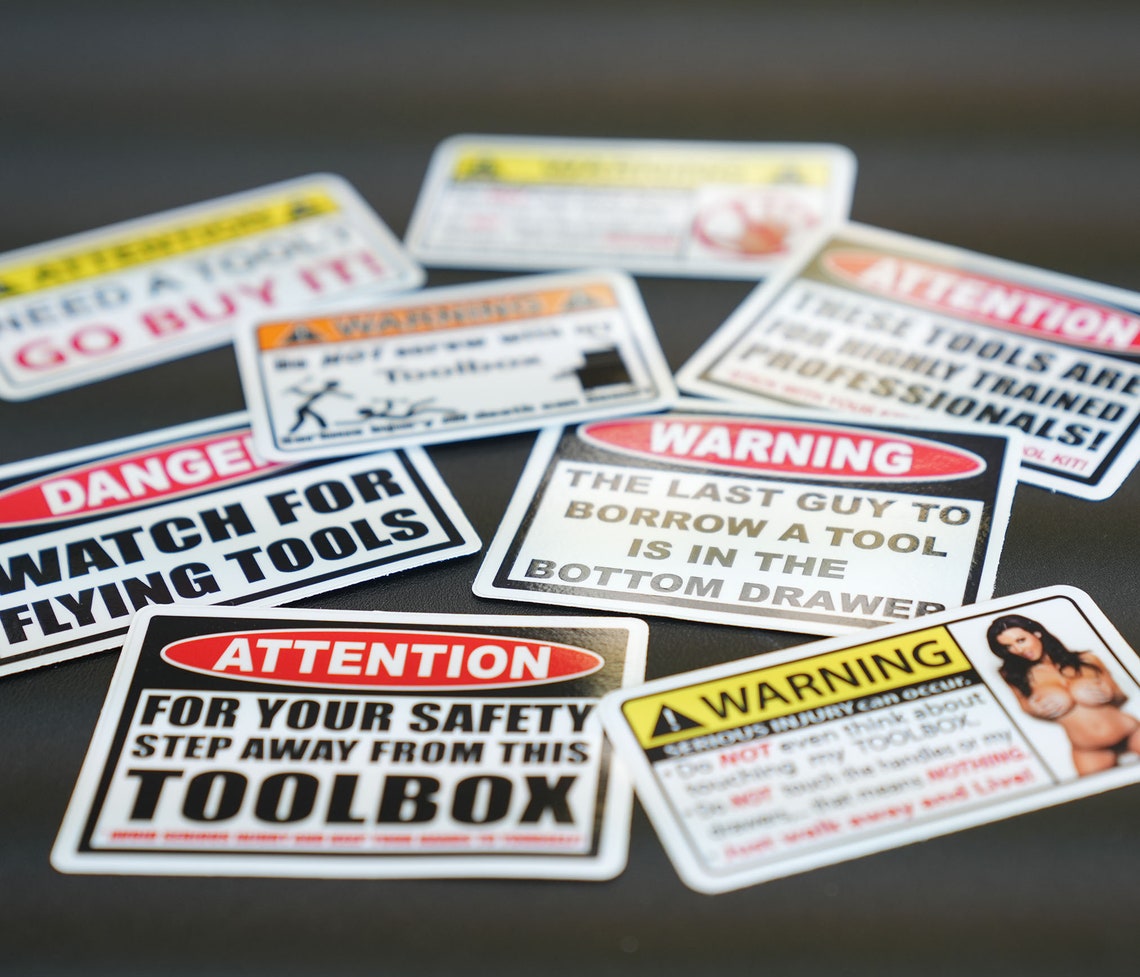 Toolbox Sticker Pack Tool Box Decal Set Funny Tools Guy Dad Etsy