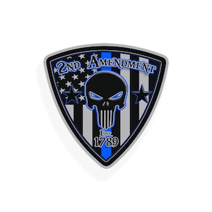 Andra tilläggets dödskalleklistermärke USA Blue Line BTB polis vinylmuggkylare bilfordon stötfångare fönsterdekal andra 2A