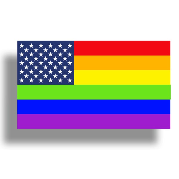 Rainbow USA American Sticker Gay Pride LOVE LGBT Cup Cooler Laptop Tablet Car Truck Vehicle Window Bumper Vinyl Decal Graphic