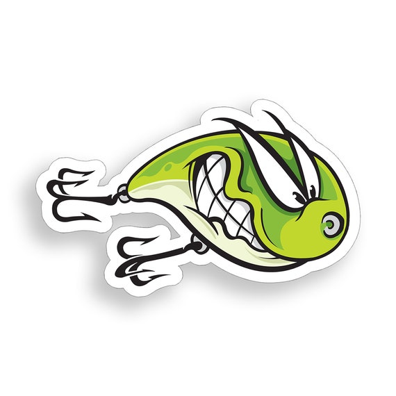 Angry Lure Fishing Sticker Fish Salt Water Tackle Box Cup Cooler Boat Car  Vehicle Window Vinyl Decal 