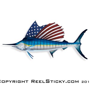 Marlin Sailfish USA Vlag Sticker Amerikaanse Vis Boot Laptop Auto Voertuig Raam Bumper Vinyl Sticker