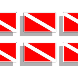 Mini pegatina de buceo, bandera de buzo hacia abajo, vinilo troquelado, calcomanía impresa, taza para coche, camión, portátil, mesa, teléfono, gráfico