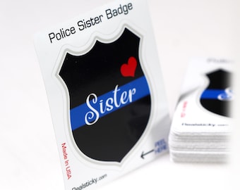 Orgullosa hermana oficial de policía Insignia Pegatina delgada Línea azul Corazón Love Cup Computadora portátil Vehículo Vehículo ventana Parachoques Vinilo Calcomanía