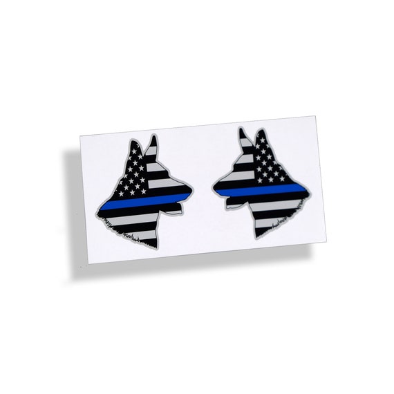 Pair Blue Line American Flag Decals – Police Tribute, 2x4 Inch, Glossy USA Made-975211