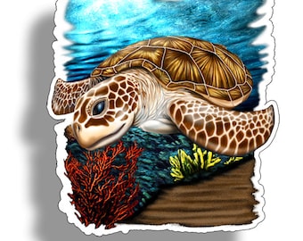 Bajo el agua tortuga marina pegatina escena taza más fresco portátil vaso coche vehículo ventana parachoques vinilo calcomanía gráfico