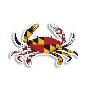 Maryland Crab Flag Sticker MD State Cup Laptop Boat Cooler Car Vehicle Window Bumper Vinyl Decal Graphic