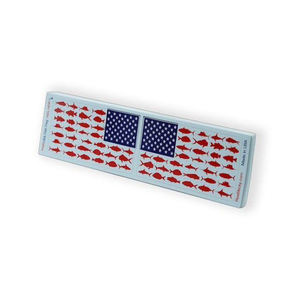 Redfish American Flag Sticker Decal – USA Patriotic, 2"x5", Glossy, For Car Window/Bumper