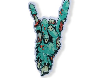 Zombie Rock N Roll Sticker Die Cut Digitally Printed Vinyl Graphic for Cup Cooler Laptop Helmet Car Truck Vehicle Window Bumper Decal
