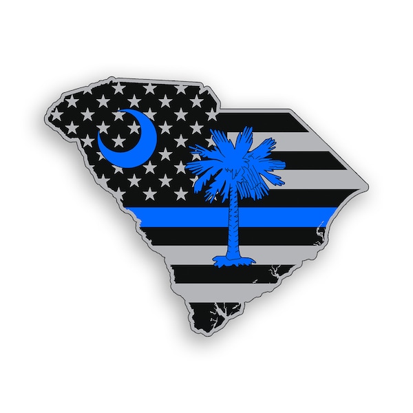 South Carolina USA Flagge Blue Line Sticker Lives Matter SC Palme Polizei Tasse Laptop Auto Auto Auto Vinyl Aufkleber Grafik