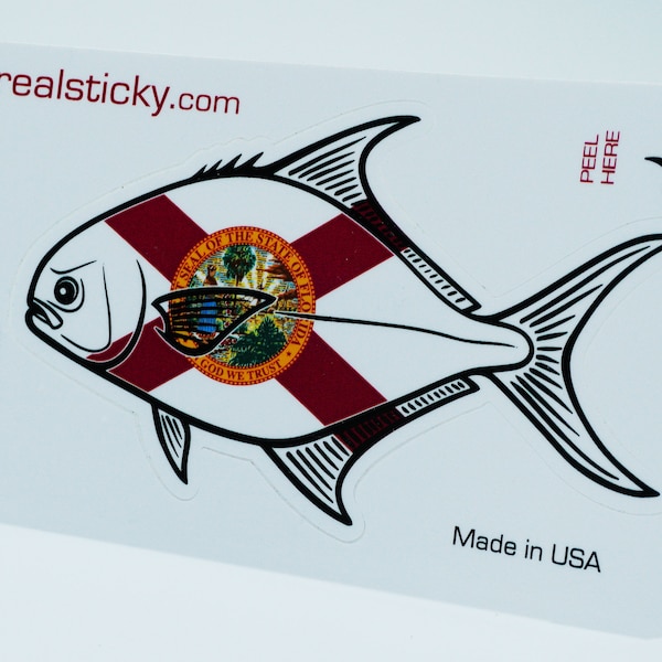 Florida FL Pompano Sticker Printed Digital Vinyl Decal Fishing Drum Car Truck Boat Reel Decals Sticky Customs Artwork