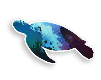 Bajo el agua tortuga marina pegatina Beach Ocean Life Cup Cooler ordenador portátil vehículo camión ventana parachoques vinilo decálica