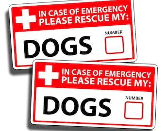 Dog Emergency Pet Rescue Sticker Vinyl Decal 1st First Aid FIRE Safety Safe Puppy