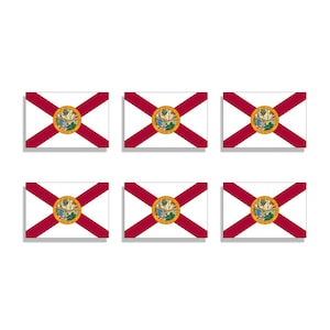 6 Mini Florida State Flag Stickers FL Beach Ocean Sea Car Truck Tag License Plate Laptop Tablet Cup Cell Phone Vinyl Decal Graphic