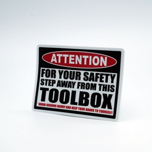 Tool Box Warning Sticker Step Away from My Toolbox Funny Custom Printed Vinyl Garage Shop Owner Graphic Mechanic Decal
