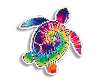 Tie Dye Turtle Sticker Beach Ocean Sea Cup Cooler Laptop Tumbler Car Truck Vehicle Window Bumper Vinyl Decal