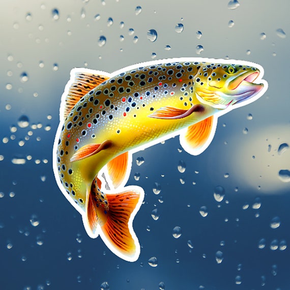 Brown Trout Fish Sticker River Fly Fishing Speckled Stream Trout Fishing  Decal Silver Fisherman Freshwater Boat Vinyl High Gloss Label -  Denmark