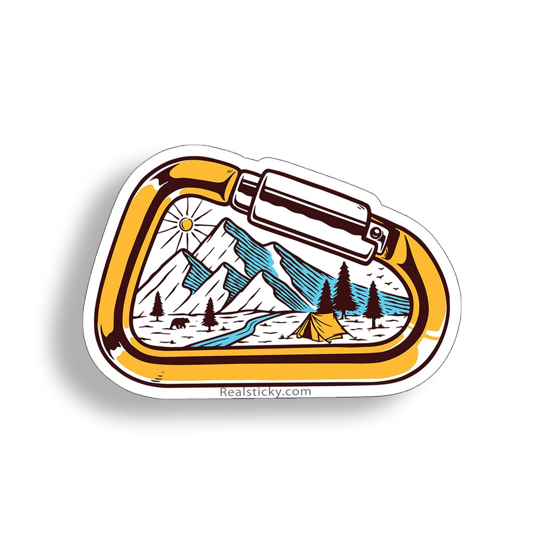 Carabiner Hiking Sticker Hike Camp Mountain Climb Outdoor Cup Cooler ...