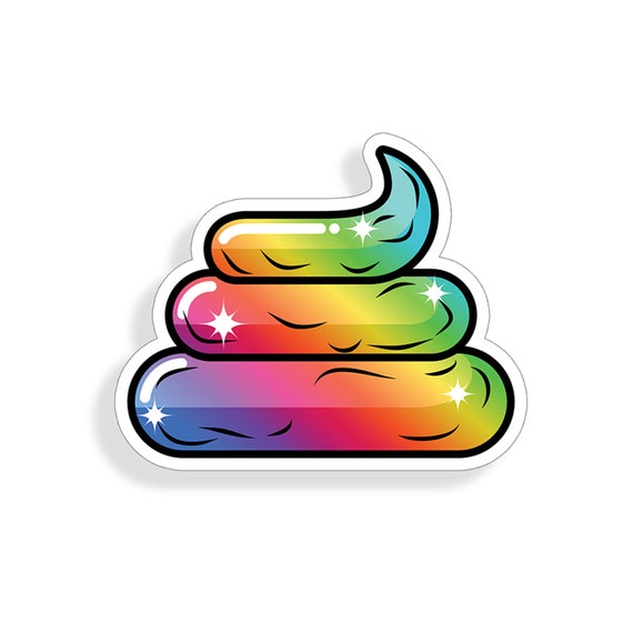 Rainbow Poop Emoji Sticker Die Cut Digitally Printed Pooping Etsy