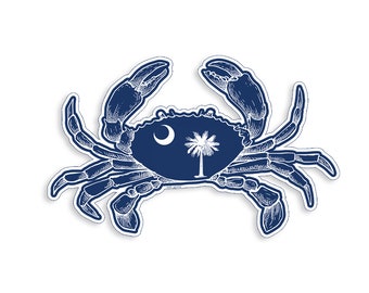 South Carolina Crab Flag Sticker SC State Cup Laptop Boat Cooler Car Vehicle Window Bumper Vinyl Decal Graphic
