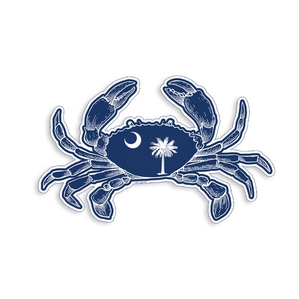 South Carolina Crab Flag Sticker SC State Cup Laptop Boat Cooler Car Vehicle Window Bumper Vinyl Decal Graphic