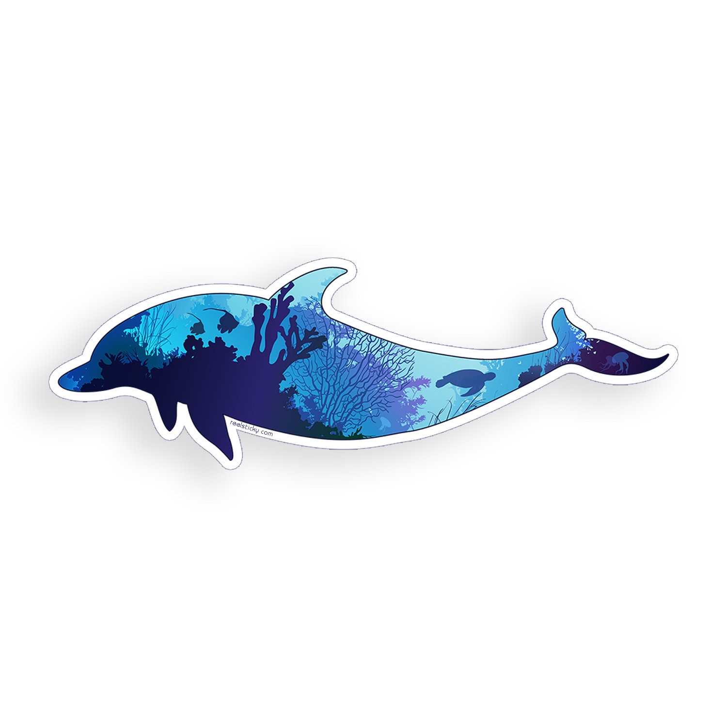 Underwater Dolphin Sticker Printed Digital Vinyl Decal Ocean Beach