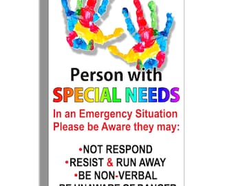 Person Special Needs Sticker Car Truck Window Vehicle Emergency Safety Alert First Aid Safe Vinyl Decal Graphic