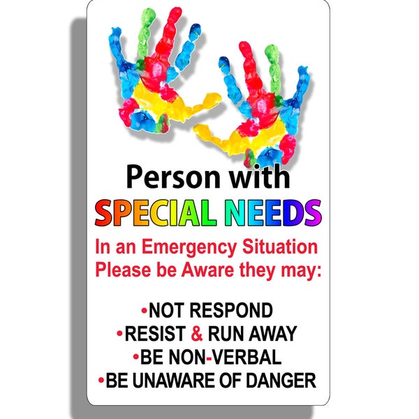 Person Special Needs Sticker Car Truck Window Vehicle Emergency Safety Alert First Aid Safe Vinyl Decal Graphic