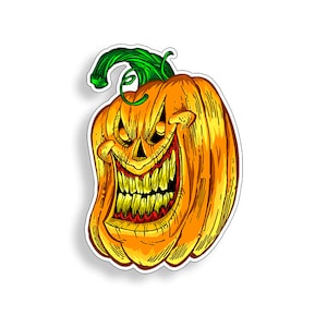 Evil Laughing Pumpkin Sticker Cup Laptop Tablet Car Vehicle Window Bumper Halloween Decal Graphic