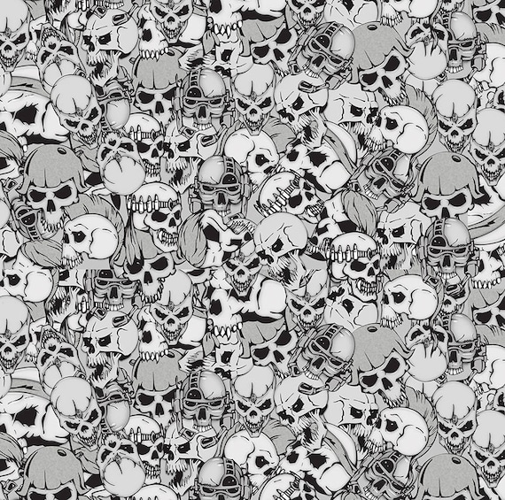 White Black Skull ORACAL Printed 651 Permanent 12 X 48 Inch