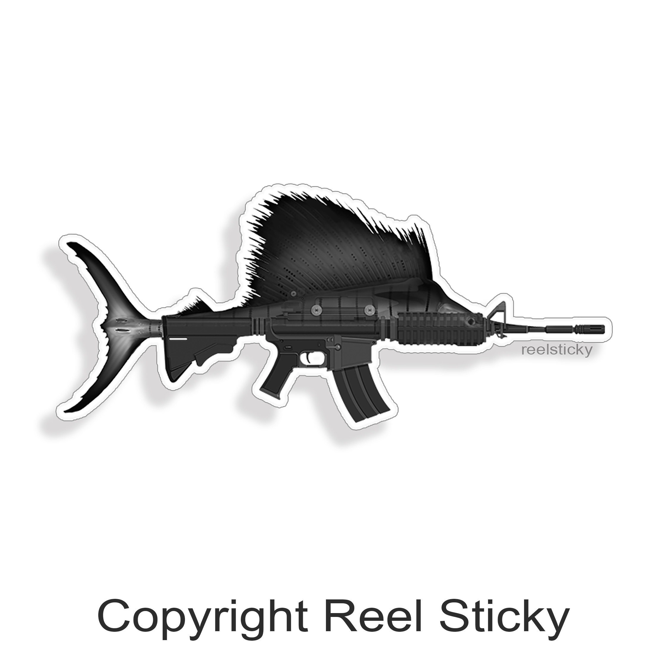 A Salt Weapon Marlin Sailfish Sticker AR15 Rifle Sail Fish Gun