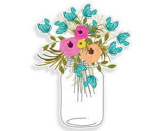Rosa Rosa Primavera Flor en Frasco de Vidrio Pegatina a todo color Vinilo Dorado Calcomanía Taza Laptop Car Window Back Glass Bumper Gráfico